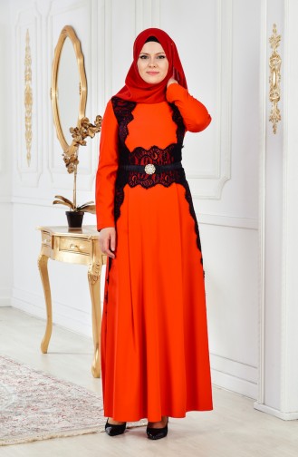 Kleid mit Spitzen 2314-02 Rot 2314-02