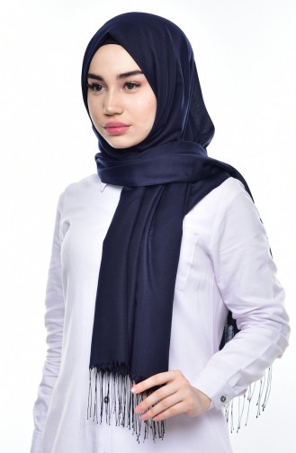 Püsküllü Şal 51008-16 Koyu Lacivert