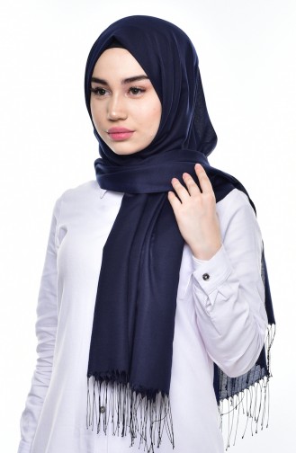 Püsküllü Şal 51008-16 Koyu Lacivert