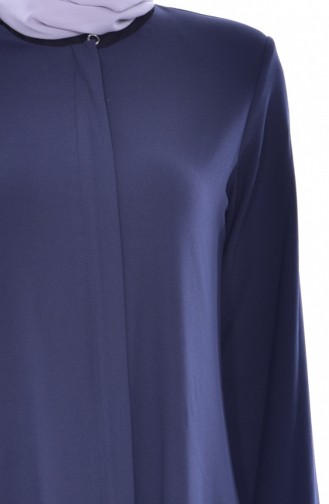 Abaya Perlées Coupe Laser 35839-02 Bleu Marine 35839-02