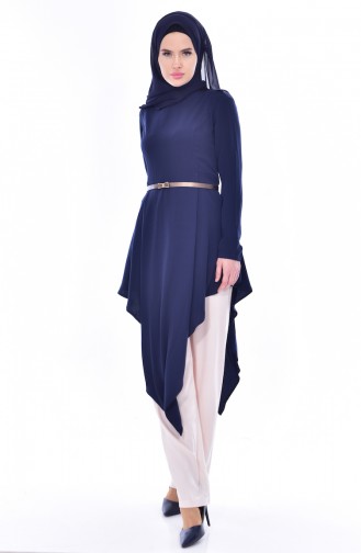 Belted Tunic Trousers Double Suit 0015-02 Navy Blue 0015-02