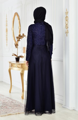 Dunkelblau Hijab-Abendkleider 8160-01