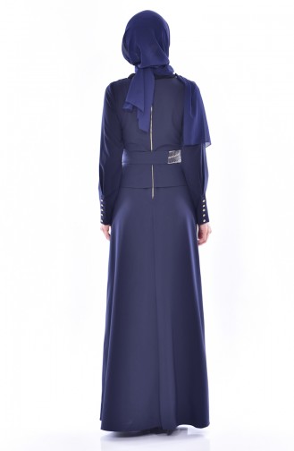 Navy Blue Hijab Dress 2236-01