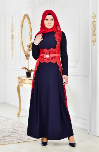 Navy Blue Hijab Dress 2314-04
