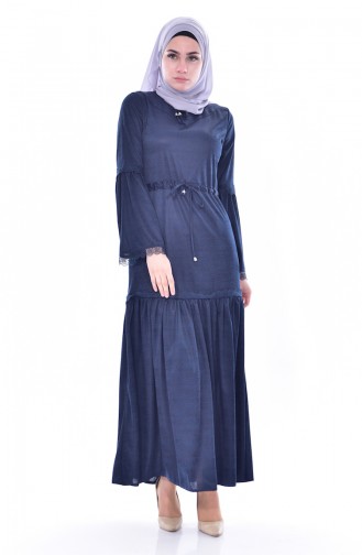 Navy Blue Hijab Dress 1184-05