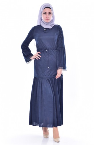 Navy Blue Hijab Dress 1184-05