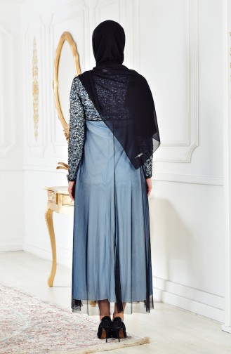 فساتين سهرة بتصميم اسلامي أزرق 81538-07