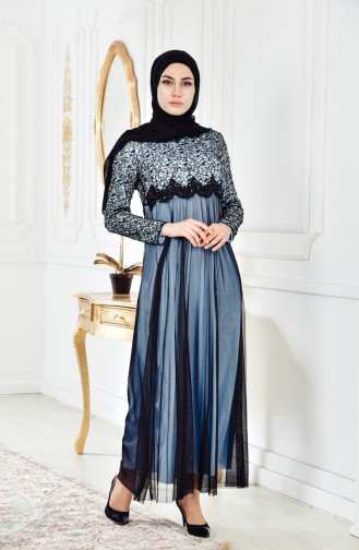 Robe de Soirée a Paillette 81538-07 Bleu 81538-07