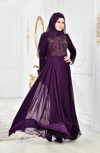 Purple İslamitische Avondjurk 52698-04