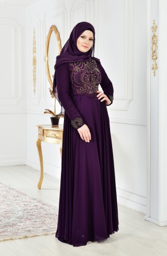 Purple Hijab Evening Dress 52698-04