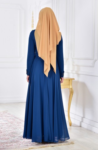 Petrol Hijab Evening Dress 52698-01
