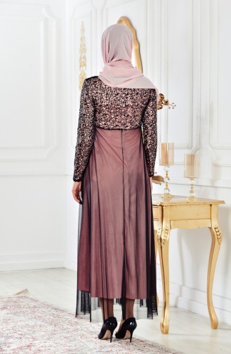 Powder Hijab Evening Dress 81538-01