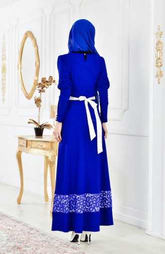 Saxe Hijab Evening Dress 2274-03