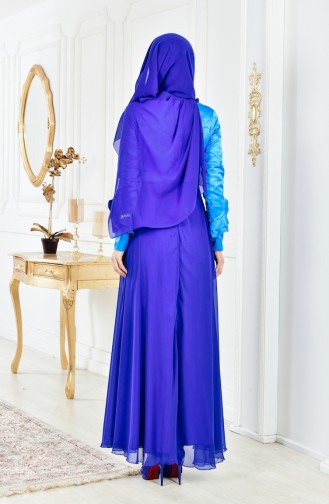 Saxe Hijab Evening Dress 2313-04