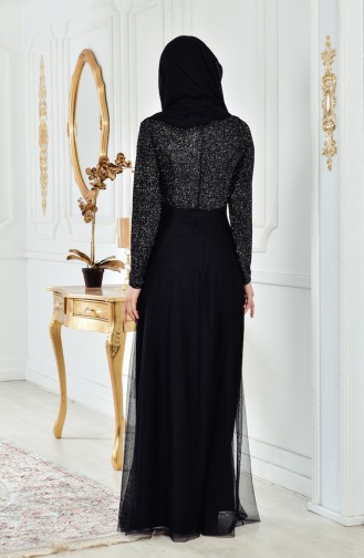Black Hijab Evening Dress 8160-02