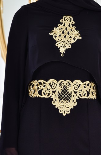Black Hijab Evening Dress 4006-03