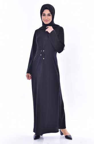 Kemer Detaylı Elbise 1152-01 Siyah