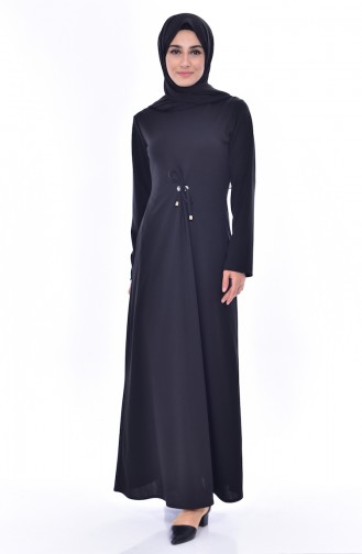 Buglem Belt Detailed Dress 1152-01 Black 1152-01