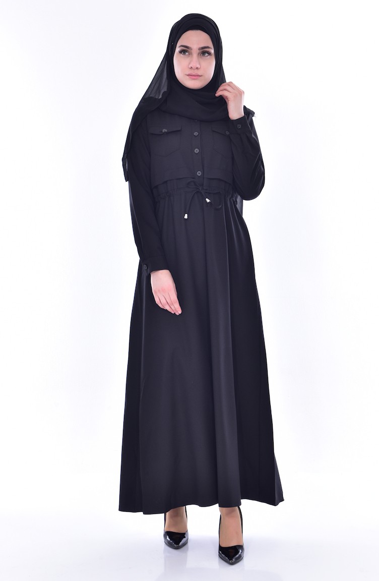 Black Hijab Dress 81469A-07 | Sefamerve