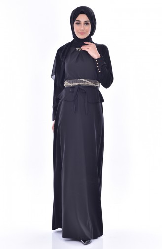 Robe a Ceinture et Broche 2236-04 Noir 2236-04