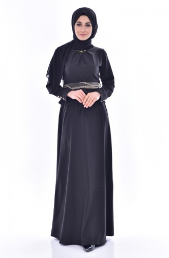 Kleid mit Brosche 2236-04 Schwarz 2236-04