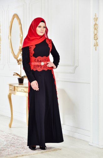 Kleid mit Spitzen 2314-01 Schwarz 2314-01