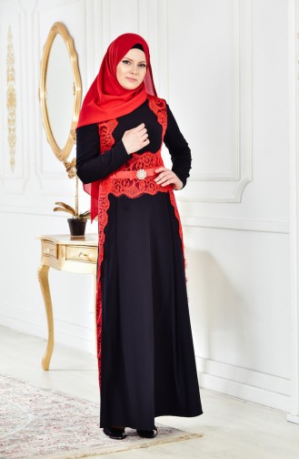 Kleid mit Spitzen 2314-01 Schwarz 2314-01