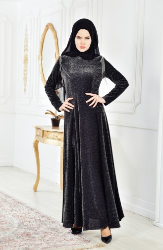 Kleid mit Glitzer 0553-02 Schwarz 0553-02