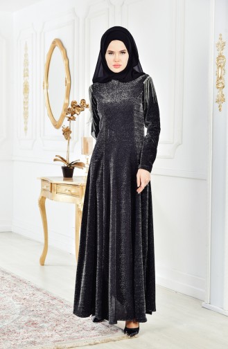 Kleid mit Glitzer 0553-02 Schwarz 0553-02