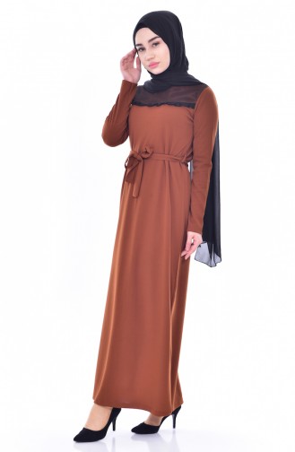 Tan Hijab Dress 3847-02