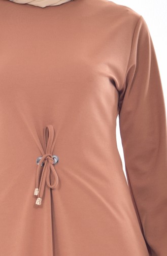 بوجليم  فستان بتصميم حزام للخصر 1152-06 لون عسلي 1152-06
