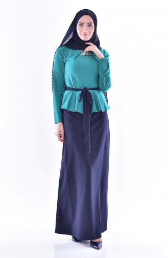 Blouse Skirt Double Suit  2200-05 Green 2200-05