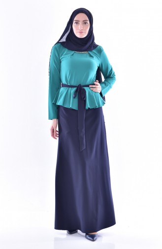 Blouse Skirt Double Suit  2200-05 Green 2200-05