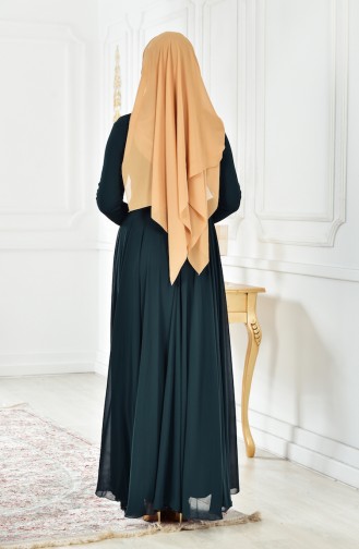 Besticktes Mevlana Abendkleid 52698-07 Grün 52698-07