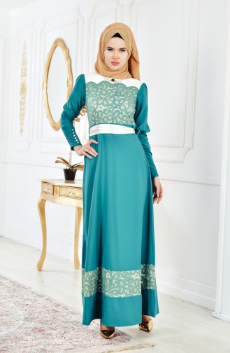 Green Hijab Evening Dress 2274-01