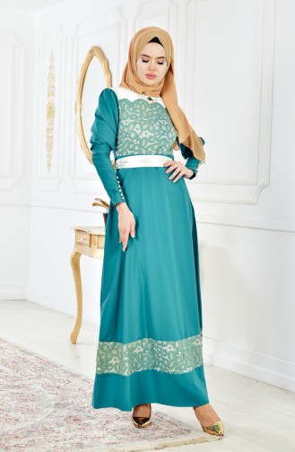 Green Hijab Evening Dress 2274-01