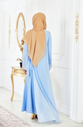 Baby Blue Hijab Evening Dress 4006-06