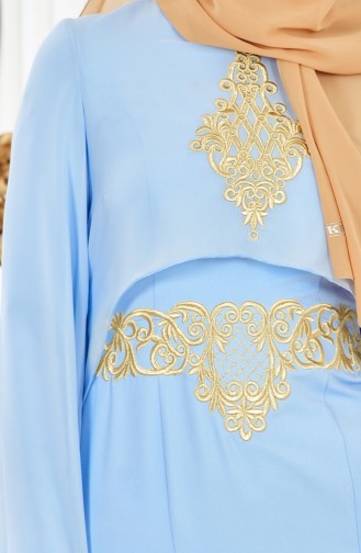 Baby Blue Hijab Evening Dress 4006-06