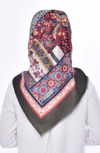 Karaca Gemustertes Kopftuch aus Taft 90485-01 Khaki 01