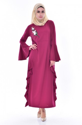 Pearl Frilly Dress 1364-02 Plum 1364-02