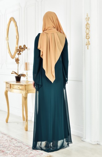 Emerald Green Hijab Evening Dress 4006-04