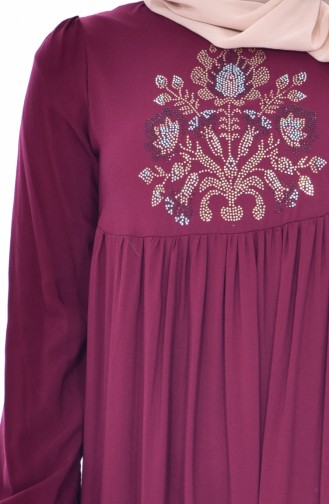 Claret Red Hijab Dress 1805-03