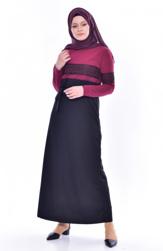Fuchsia Hijab Dress 3857-05