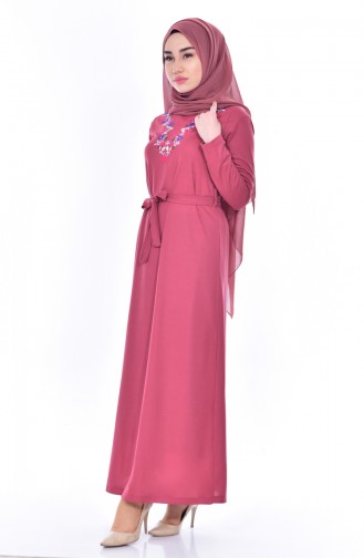 Dark Dusty Rose Hijab Dress 3852-01