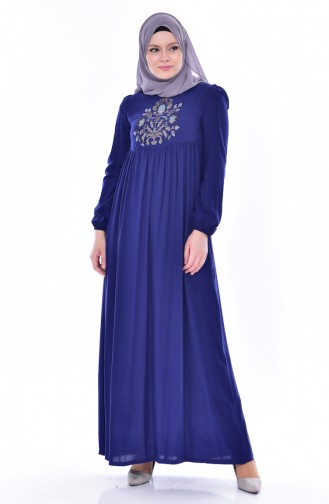 Navy Blue Hijab Dress 1805-02