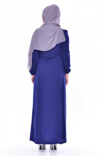 Navy Blue Hijab Dress 1805-02