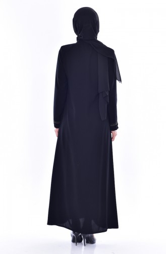 Übergröße Abaya mit Stickerei 0183-01 Schwarz 0183-01