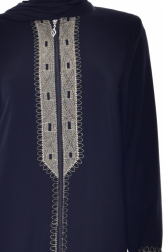 Übergröße Abaya mit Stickerei 0183-01 Schwarz 0183-01