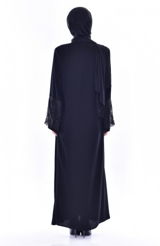 Abaya mit Spitzen 0180-01 Schwarz 0180-01