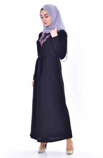 Kleid mit Stickerei 3852-05 Schwarz 3852-05